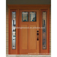 Mahogany Wooden Front Door Design With 2 Side lites